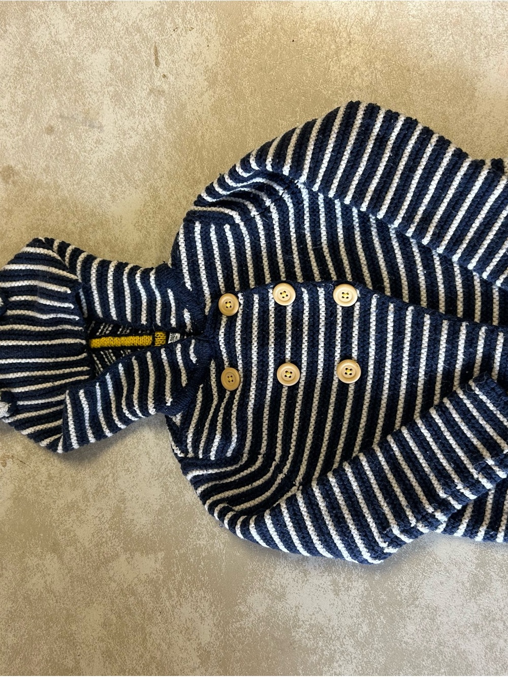 Baby Boden Navy & White Striped Hooded Pea Coat